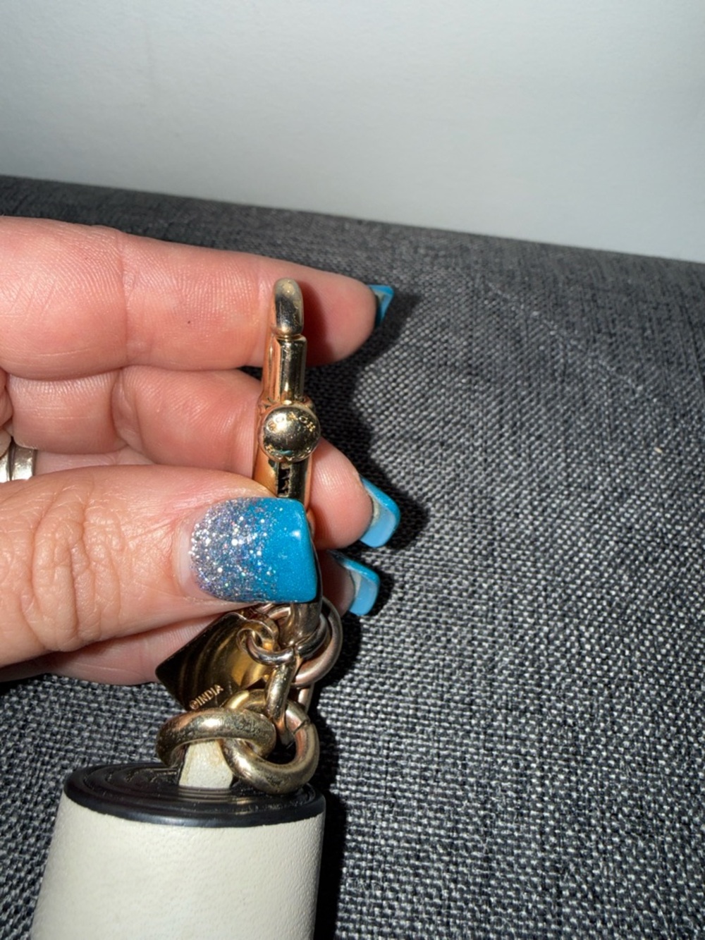 Coach Leather Tassel Bag Charm Black/Cream with Gold Hardware - Picture 4 of 6